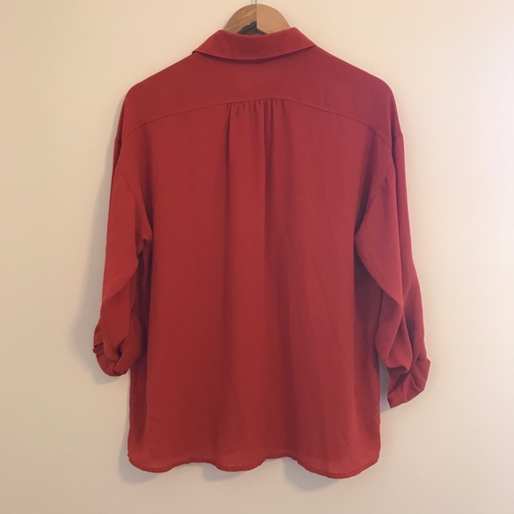 π Lumiere | orange blouse button down size L - Picture 4 of 7